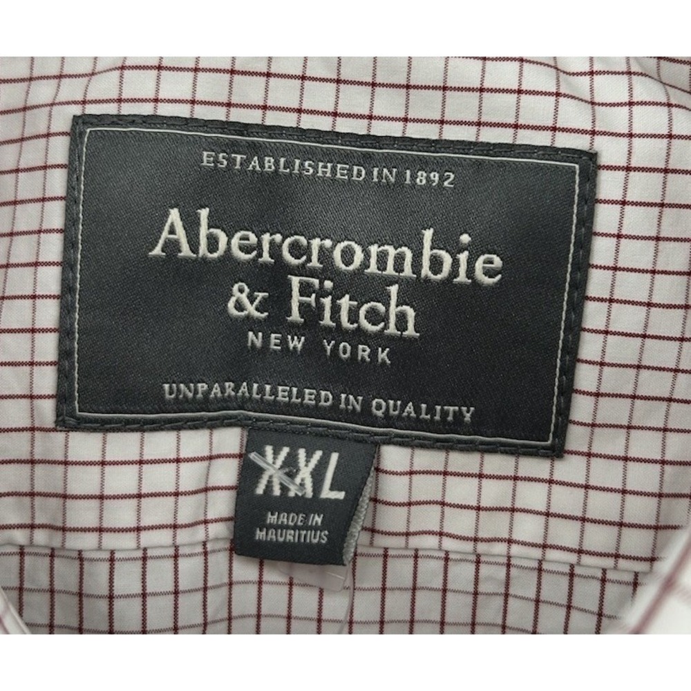 Abercrombie & Fitch Muscle Long Sleeve Button Down Red White 2XL NWT - Picture 3 of 4
